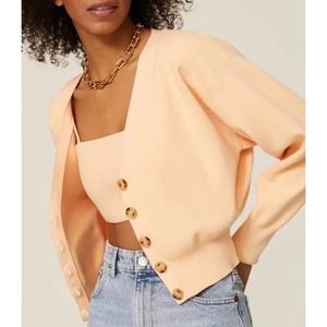 A.L.C. Peach Cardigan Sweater & Tube Top size Small